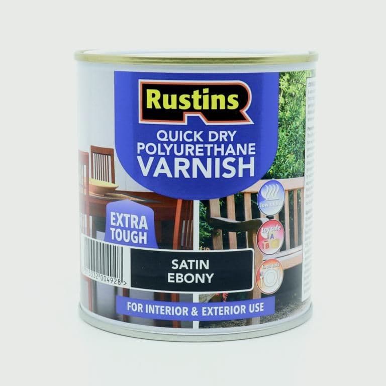 Rustins Quick Dry Poly Varnish Satin Ebony - 500ml