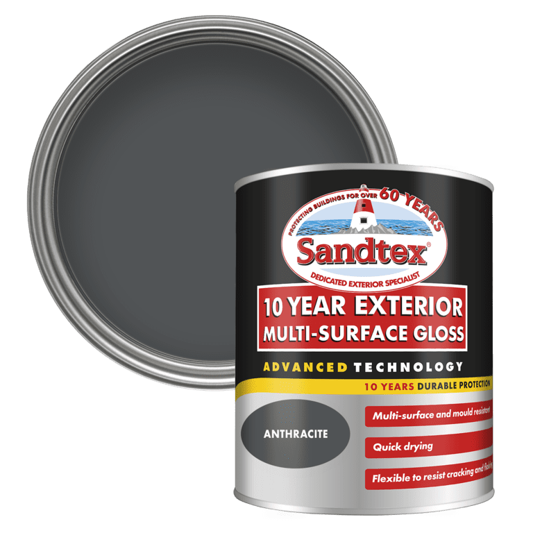 Sandtex 10 Year Exterior Multi Surface Gloss Anthracite - 750ml