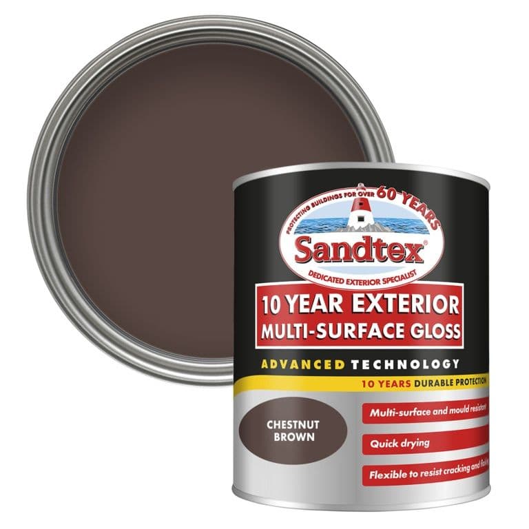 Sandtex 10 Year Exterior Multi Surface Gloss Chestnut Brown - 750ml