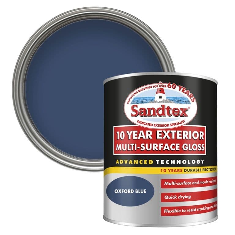 Sandtex 10 Year Exterior Multi Surface Gloss Oxford Blue - 750ml