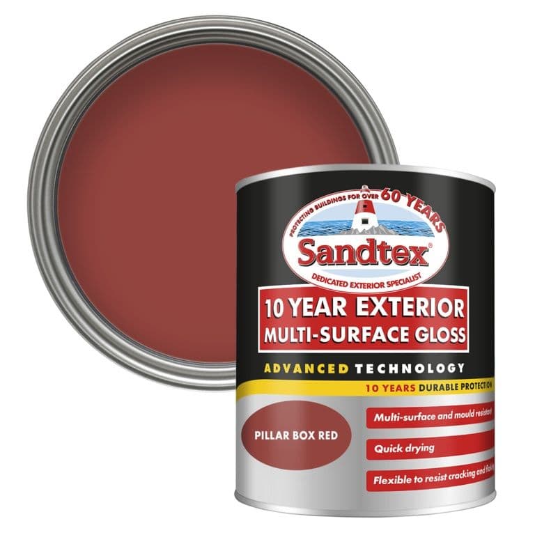 Sandtex 10 Year Exterior Multi Surface Gloss Pillar Box Red - 750ml
