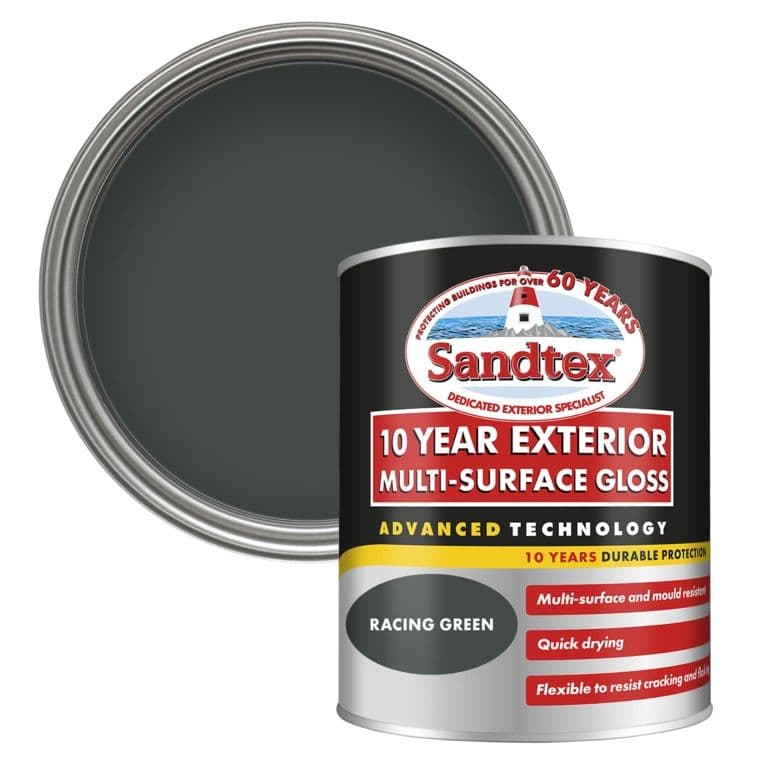 Sandtex 10 Year Exterior Multi Surface Gloss Racing Green - 750ml
