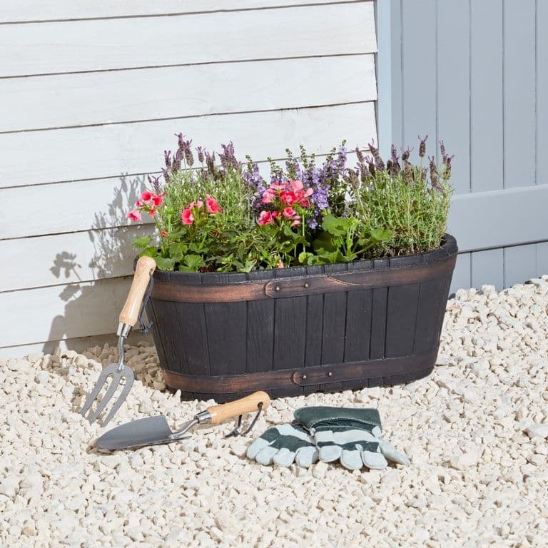 Sankey Oak Barrel Trough Effect - 60.5cm L x 34cm W x 25cm H