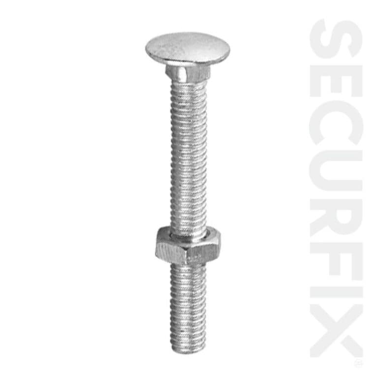 Securfix Carriage Bolt With Nut ZP M12 x 75mmm - Pack 10
