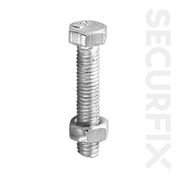 Securfix Hex Bolt Zinc Plated M10X100mm - 10 Pack