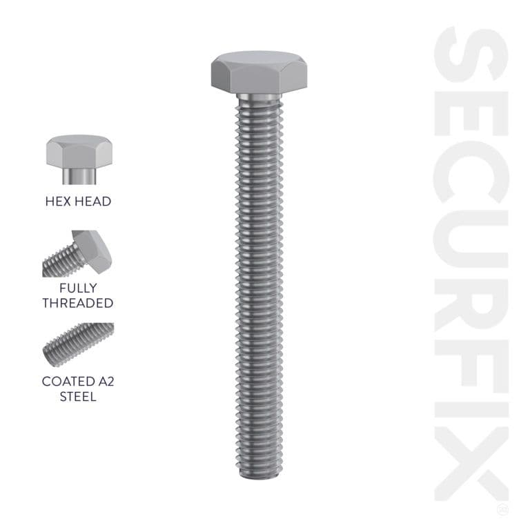 Securfix Hex Head Set Screws - M6 x 2"-M6 x 50mm | Pack of 100