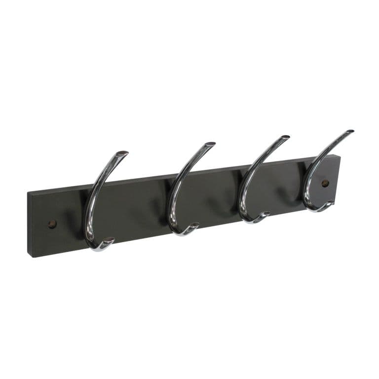 Securit Black Hat & Coat Board - 4 Chrome Plated Hooks