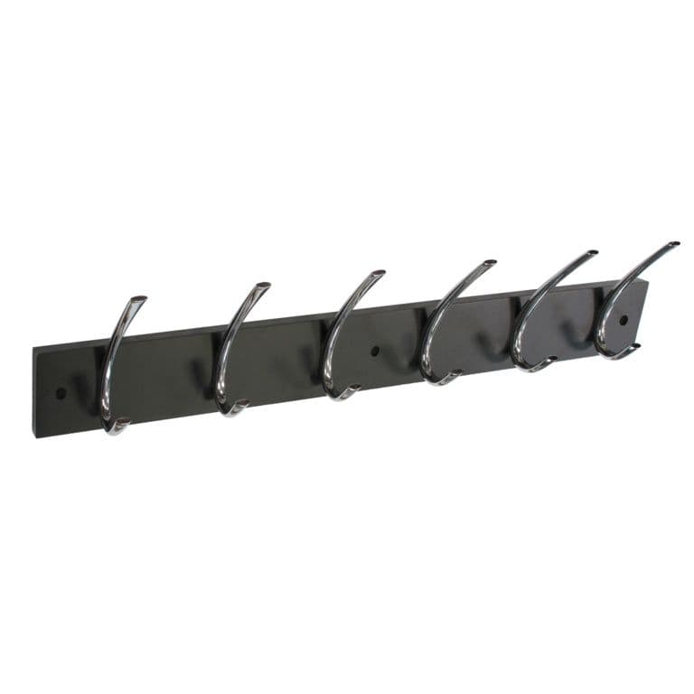 Securit Black Hat & Coat Board - 6 Chrome Plated Hooks