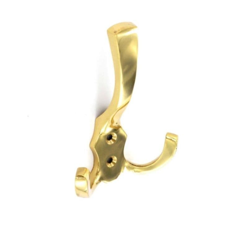 Securit Brass Hat & Twin Coat Hook - 125mm