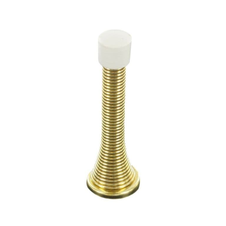 Securit Brass Plated Spring Door Stop - 75mm