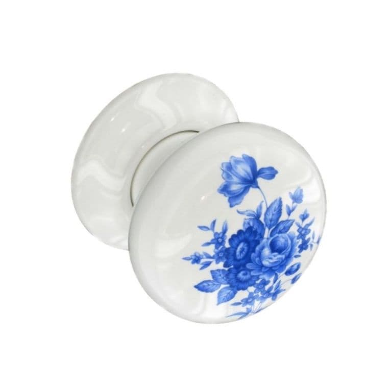 Securit Ceramic knobs white / blue - 60mm, Pack of 5 - only available by special order