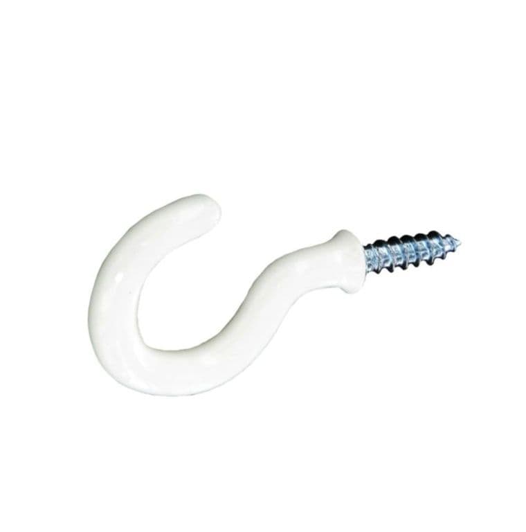 Securit Cup Hooks Plastic Covered White (5) - 25mm