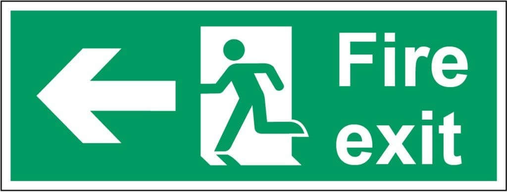 Securit Fire Exit Arrow Left - 400mmx150mm