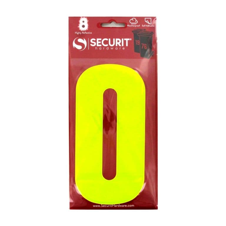 Securit Hi Vis Self Adhesive Wheelie Bin Numbers - No 0 160mm