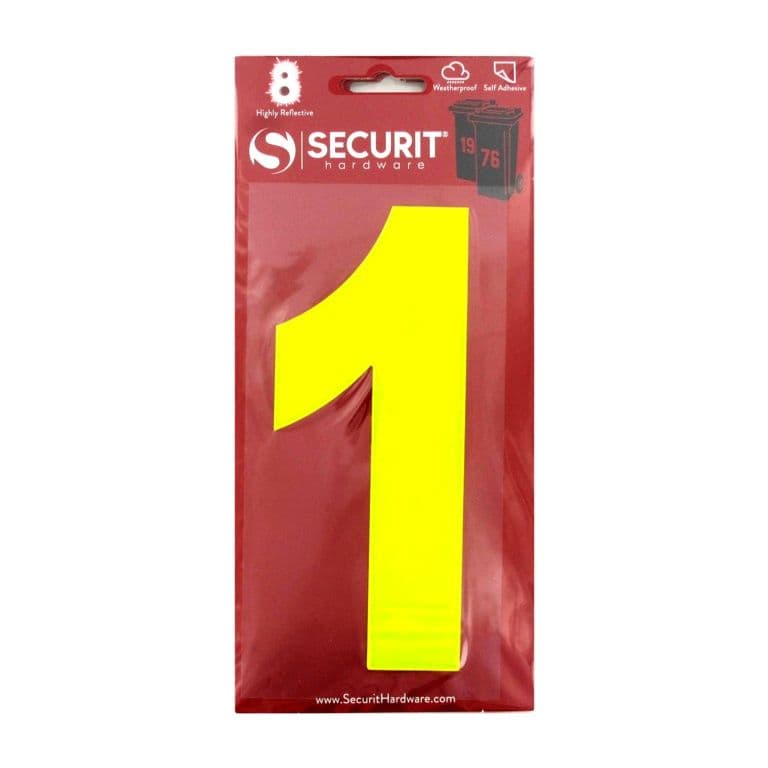 Securit Hi Vis Self Adhesive Wheelie Bin Numbers - No 1 160mm