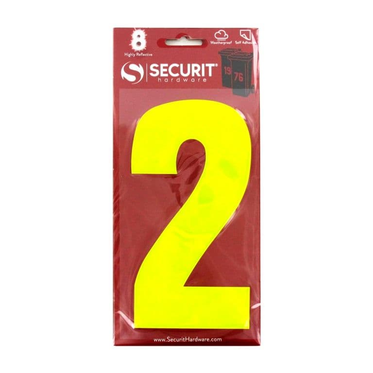 Securit Hi Vis Self Adhesive Wheelie Bin Numbers - No 2 160mm