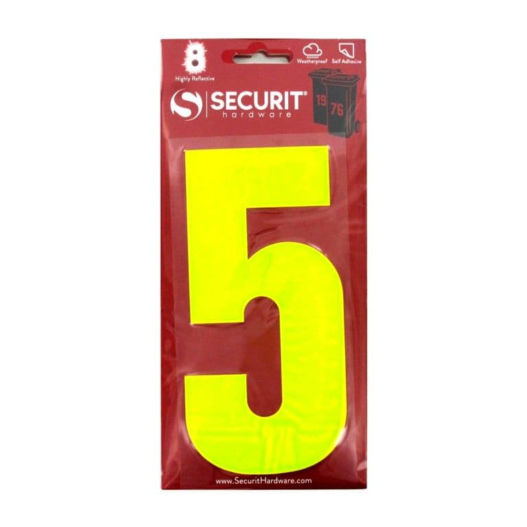 Securit Hi Vis Self Adhesive Wheelie Bin Numbers - No 5 160mm