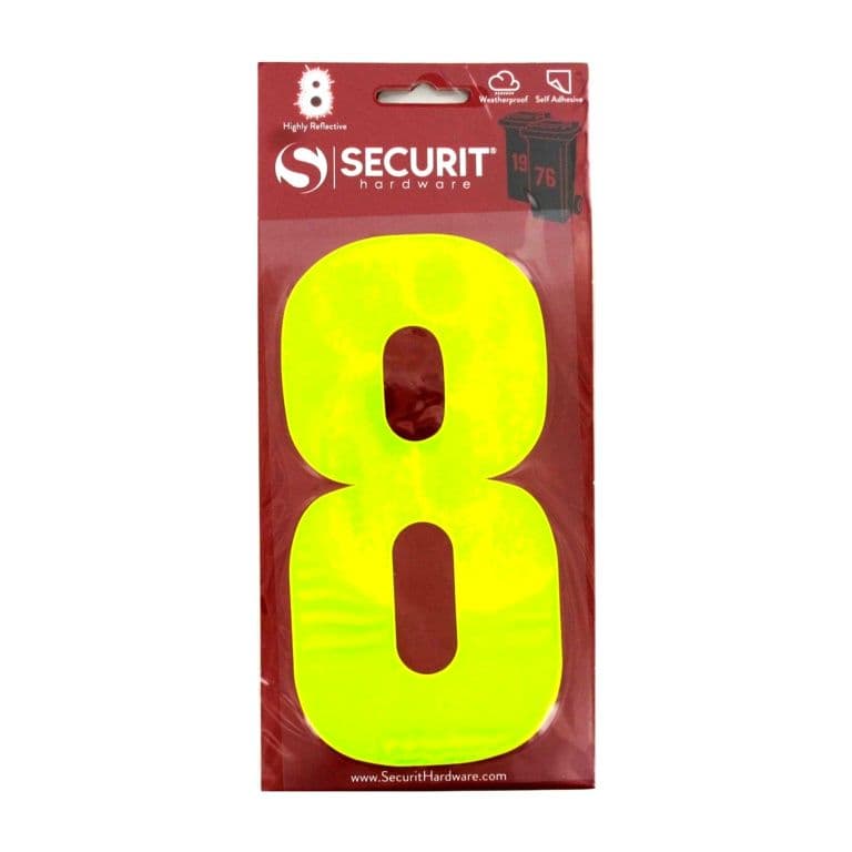 Securit Hi Vis Self Adhesive Wheelie Bin Numbers - No 8 160mm