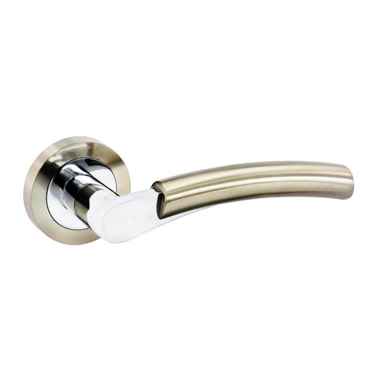 Securit Mercury Lever On Rose Handle Pair - Satin Nickel/Chrome Plated