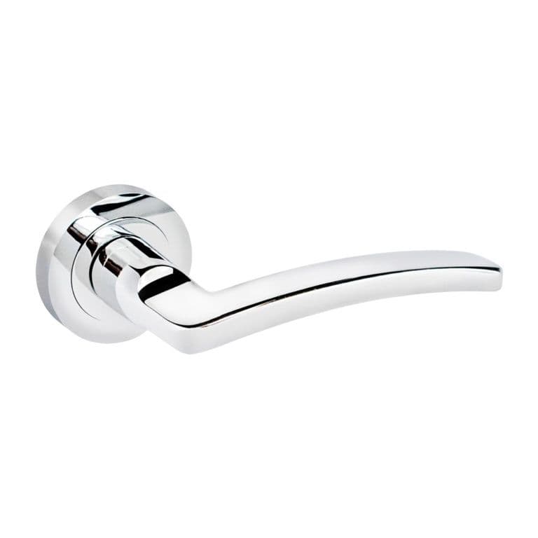 Securit Nova Lever On Rose Door Handle - Polished Chrome 52 x 9mm