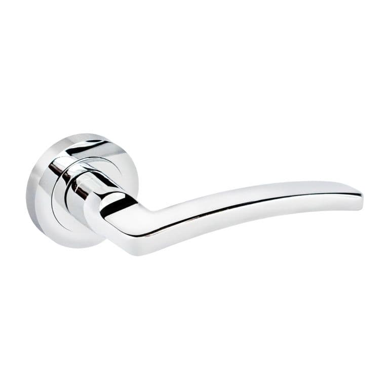 Securit Nova Lever On Rose Handle Pair - Polish Chrome Plated
