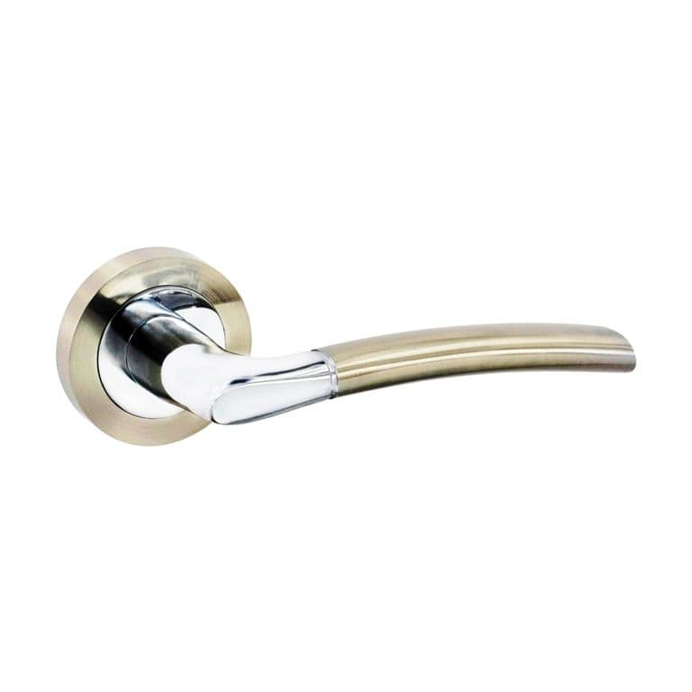 Securit Solar Lever On Rose Handle Pair - Satin Nickel/Chrome Plated
