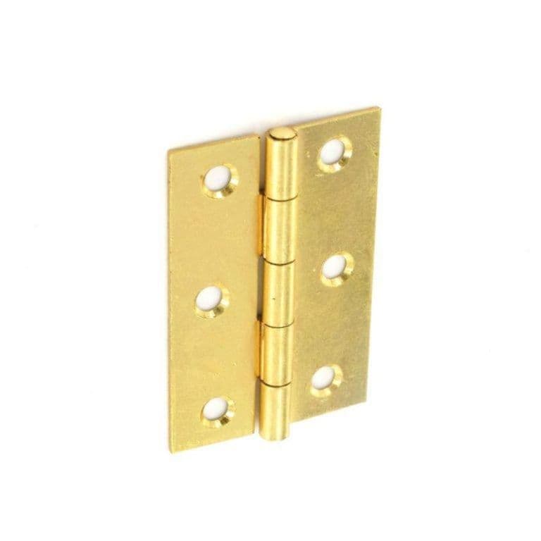 Securit Steel Butt Hinges Brass Plated (Pair) - 75mm