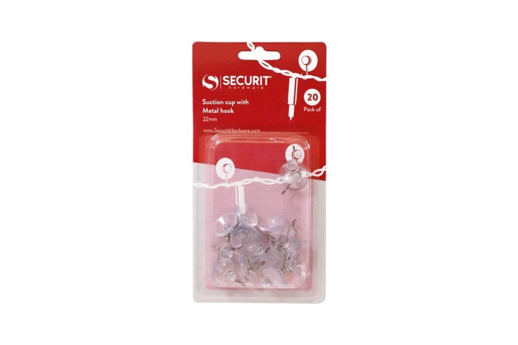 Securit Suction Cup With Metal Hook 22mm - 20 Pack