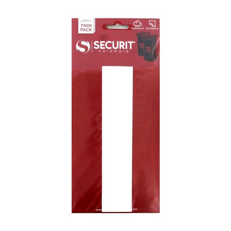 Securit White Self Adhesive Wheelie Bin Numbers Pack 2 - No 1 170mm