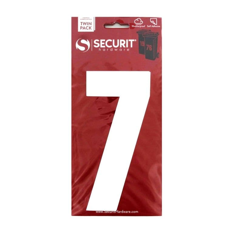 Securit White Self Adhesive Wheelie Bin Numbers Pack 2 - No 7 170mm