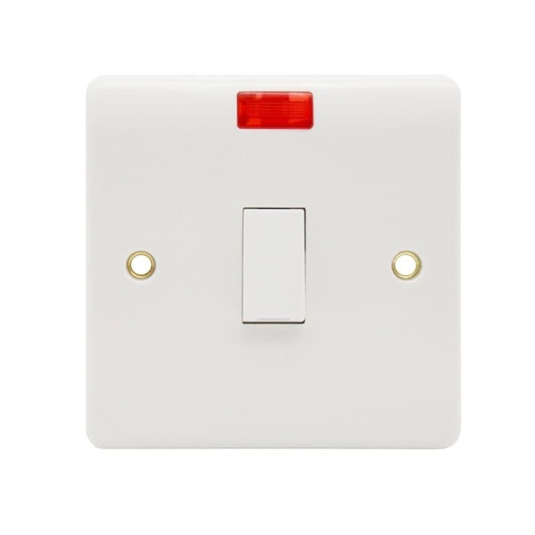 Securlec 1 Gang Double Pole Switch & Pilot Light - 20 Amp
