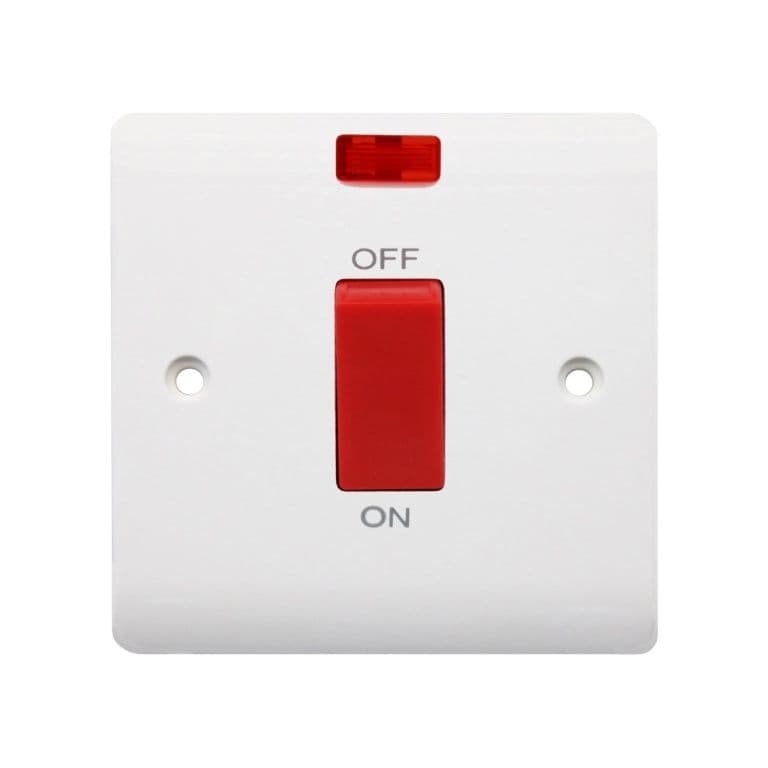 Securlec 1 Gang Double Pole Switch & Pilot Light - 45 Amp