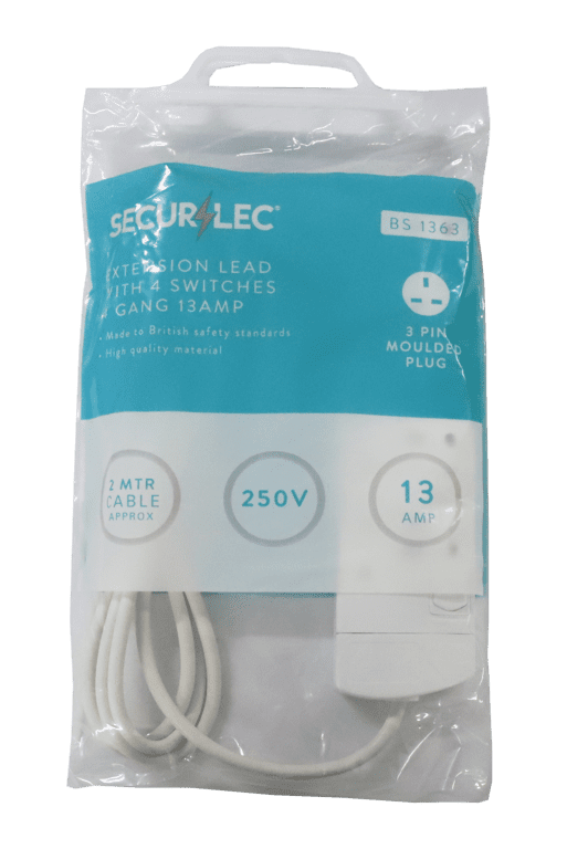 Securlec 4 Gang Extension Lead - 2 Metre 13 Amp