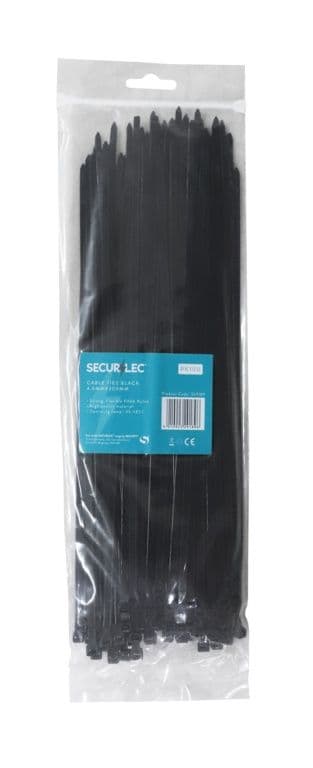 Securlec Black Cable Ties - 4.5mm x 300mm Pack 100
