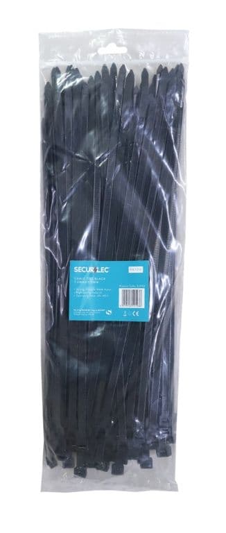 Securlec Black Cable Ties - 7.6mm x 370mm Pack 100