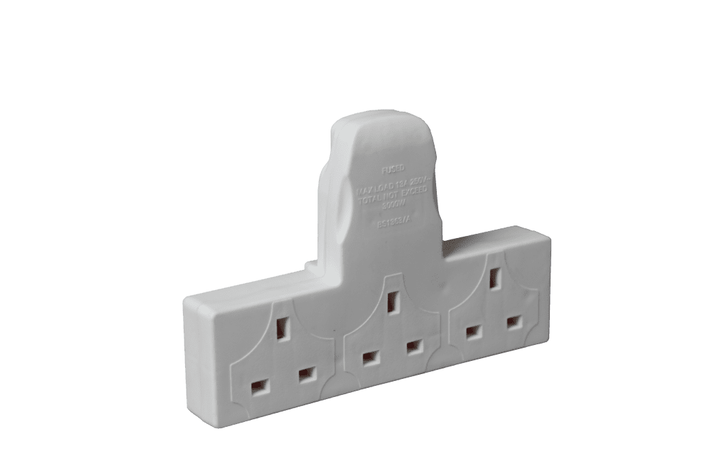Securlec T Shaped 3 Way Plug In Adaptor - 13A 240V