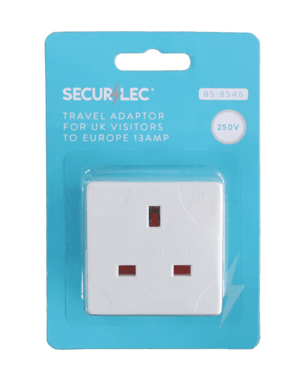 Securlec Travel Adaptor for UK Visitors to Europe 13A 250V
