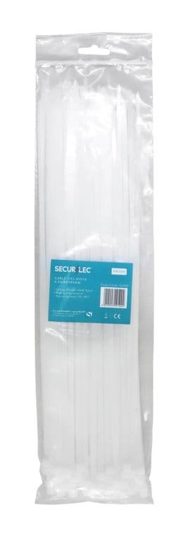 Securlec White Cable Ties - 4.5mm x 380mm Pack 100
