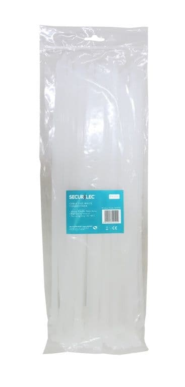 Securlec White Cable Ties - 7.6mm x 370mm Pack 100