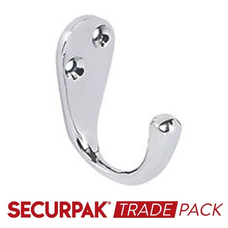 Securpak Coat Hook Cp 50mm - 10 Pack