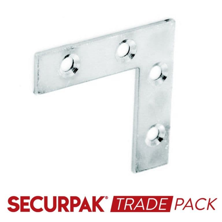 Securpak Corner Plate Zinc Plated 75mm - 10 Pack
