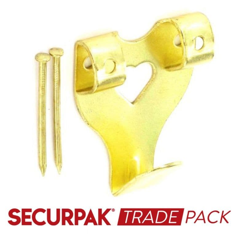 Securpak Double Picture Hooks & Pins Brass Plated No.3 - 80 Pack