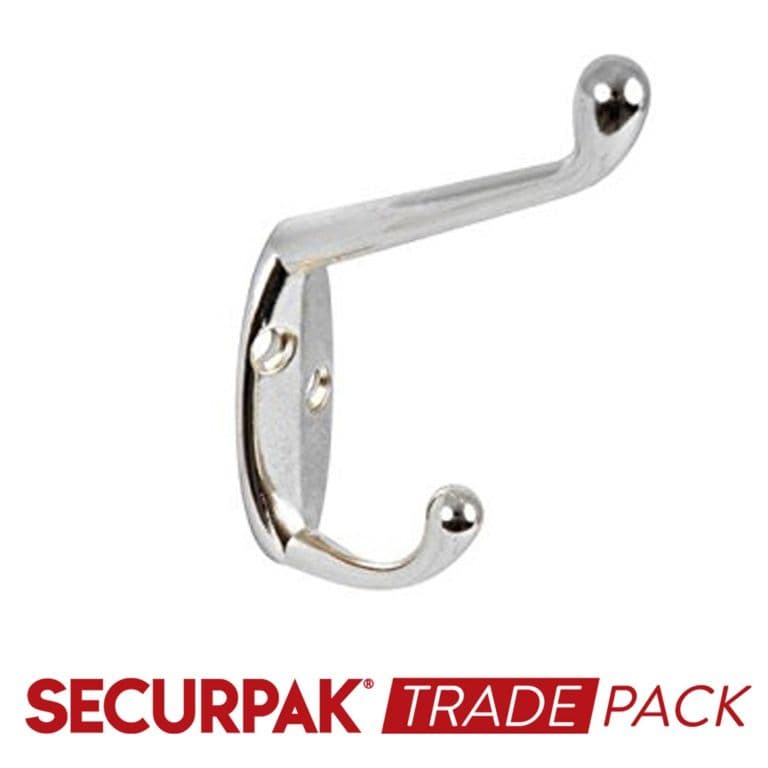 Securpak Hat & Coat Hook Cp 105mm - 10 Pack