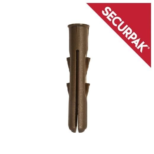 Securpak Heavy Duty Wall Plugs - 12 Pack Brown