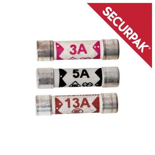 Securpak Mixed Fuses 3a-5a-13a - Pack 3