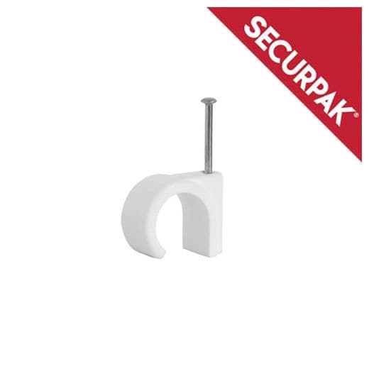 Securpak Round Bell Wire Cable Clips Pack 40 - White
