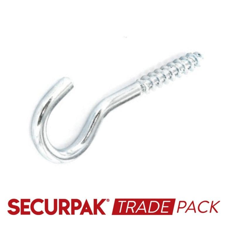 Securpak Screw Hook Zinc Plated 100mmx18 - 15 Pack