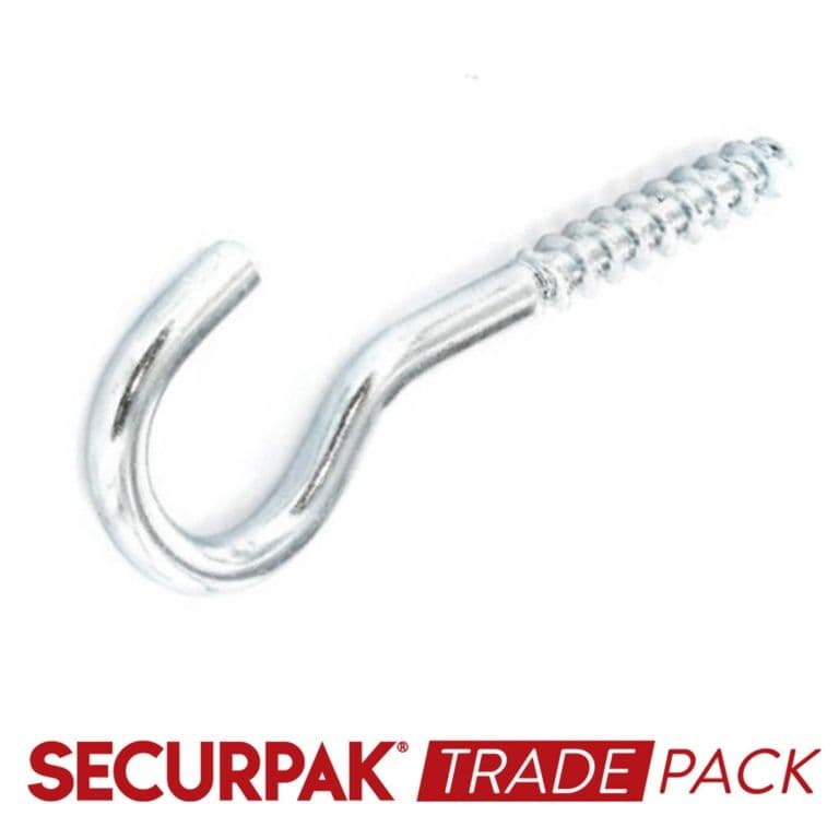 Securpak Screw Hook Zinc Plated 55mmx8 - 40 Pack