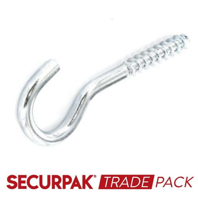 Securpak Screw Hook Zinc Plated 60mmx10 - 40 Pack