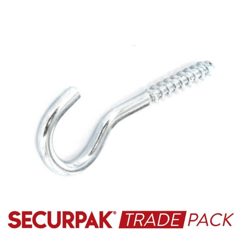 Securpak Screw Hook Zinc Plated 80mmx12 - 25 Pack